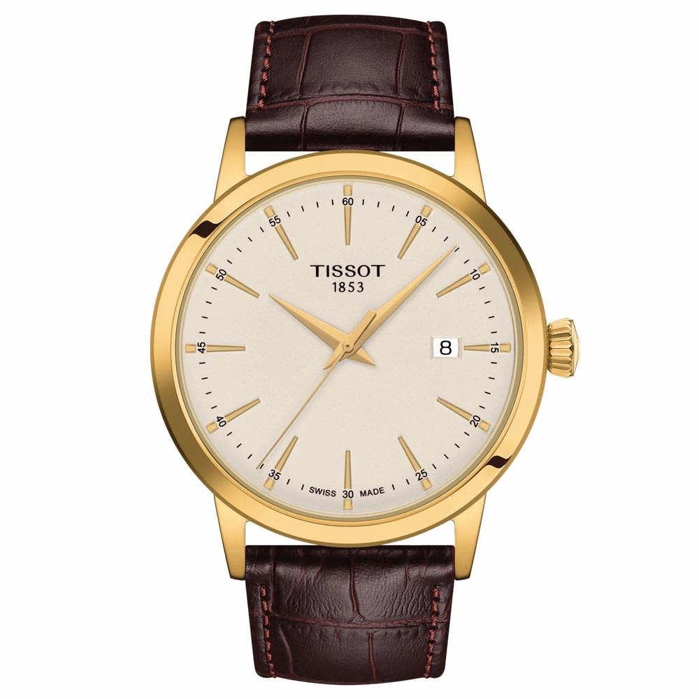 Tissot Classic Dream 42mm Ivory Dial Yellow Gold PVD Steel Quartz Gents Watch T1294103626100