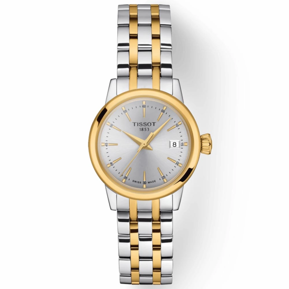 Tissot Classic Dream Lady 28mm Silver Dial Yellow Gold PVD Steel Quartz Watch T1292102203100