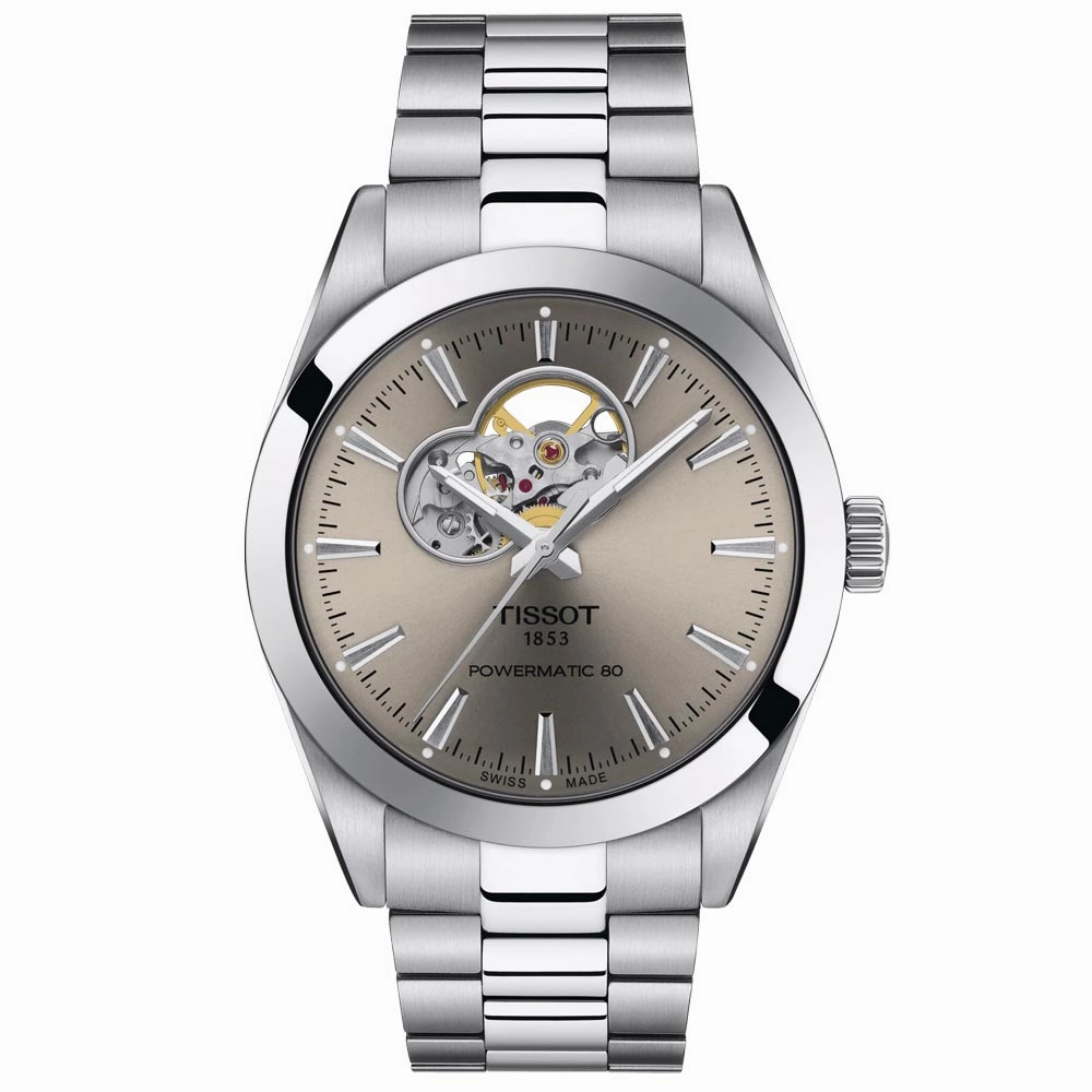 Tissot Gentleman Powermatic 80 Open Heart 40mm Rhodium Dial Automatic Gents Watch T1274071108100