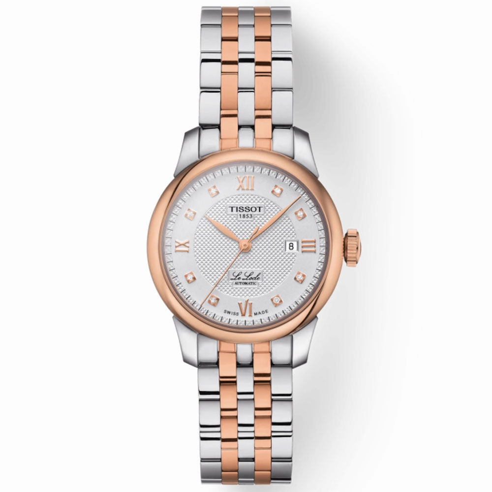 Tissot Le Locle Automatic Lady 29mm Silver Dial Special Edition Rose Gold PVD Steel Diamond Watch T0062072203600