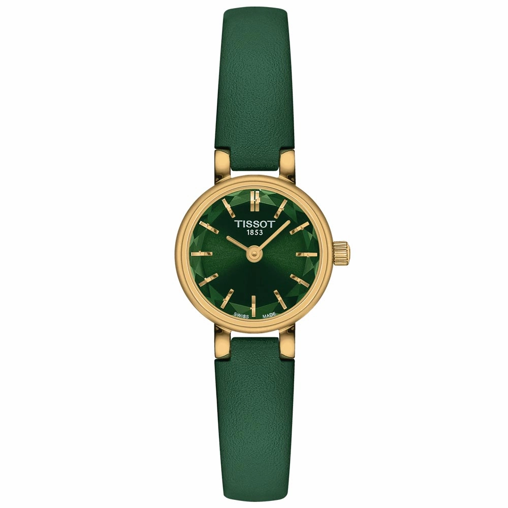 Tissot Lovely Round 19.5mm Green Dial Gold PVD Steel Ladies Quartz Watch T1400093609100