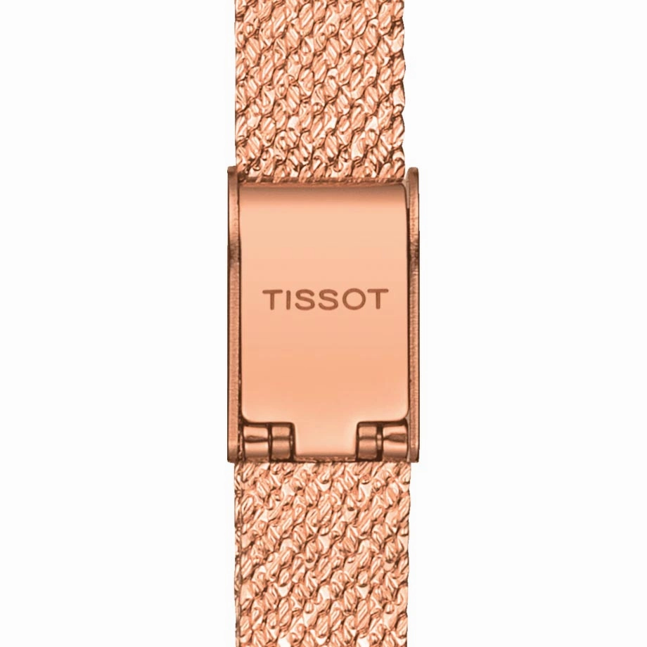 Tissot Lovely Square 20mm Cream Diamond Dot Dial Rose Gold PVD Steel Ladies Quartz Watch T0581093345600
