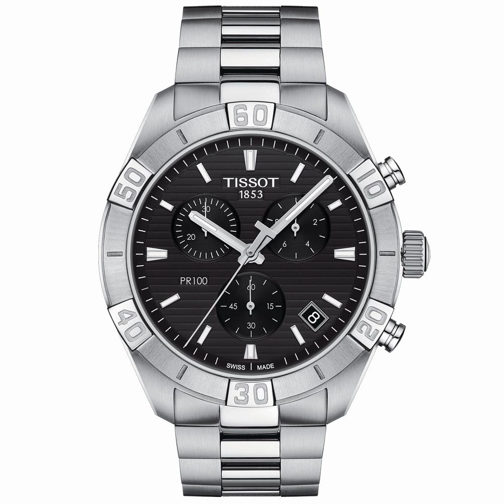 Tissot PR 100 Sport 44mm Black Dial Quartz Chronograph Gents Watch T1016171105100
