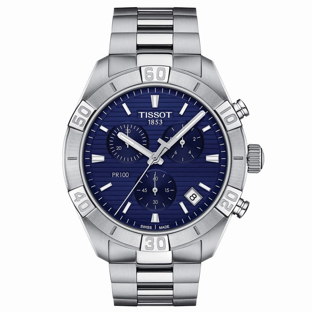 Tissot PR 100 Sport 44mm Blue Dial Quartz Chronograph Gents Watch T1016171104100
