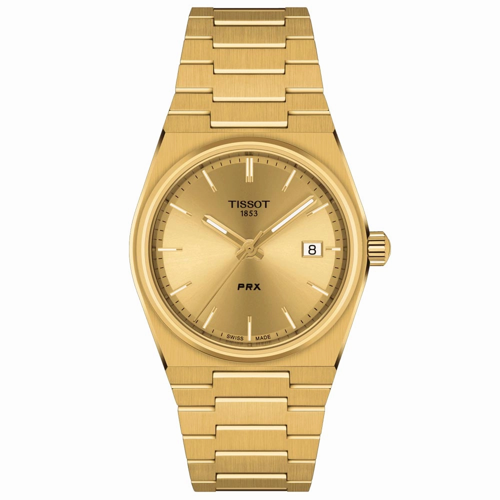 Tissot PRX 35mm Champagne Dial Gold PVD Steel Quartz Watch T1372103302100