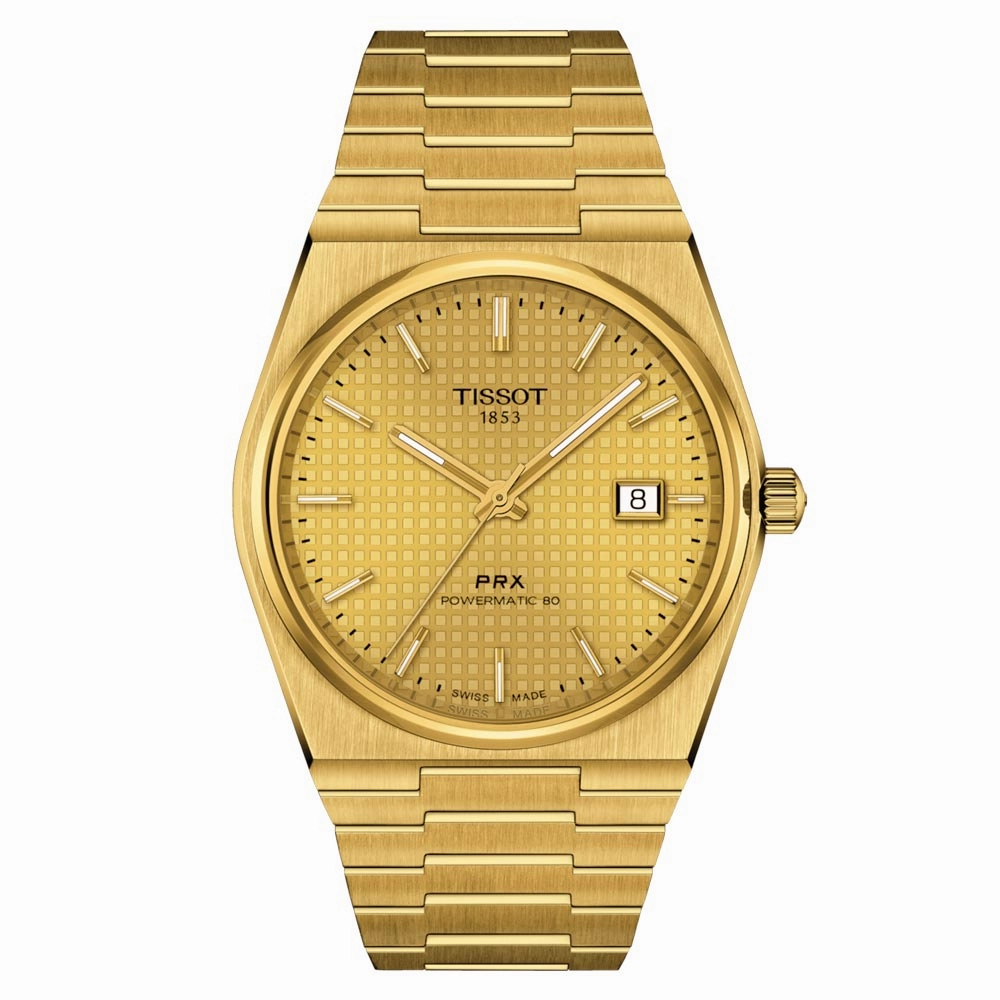 Tissot PRX Powermatic 80 Champagne Dial 40mm Gold PVD Steel Automatic Gents Watch T1374073302100