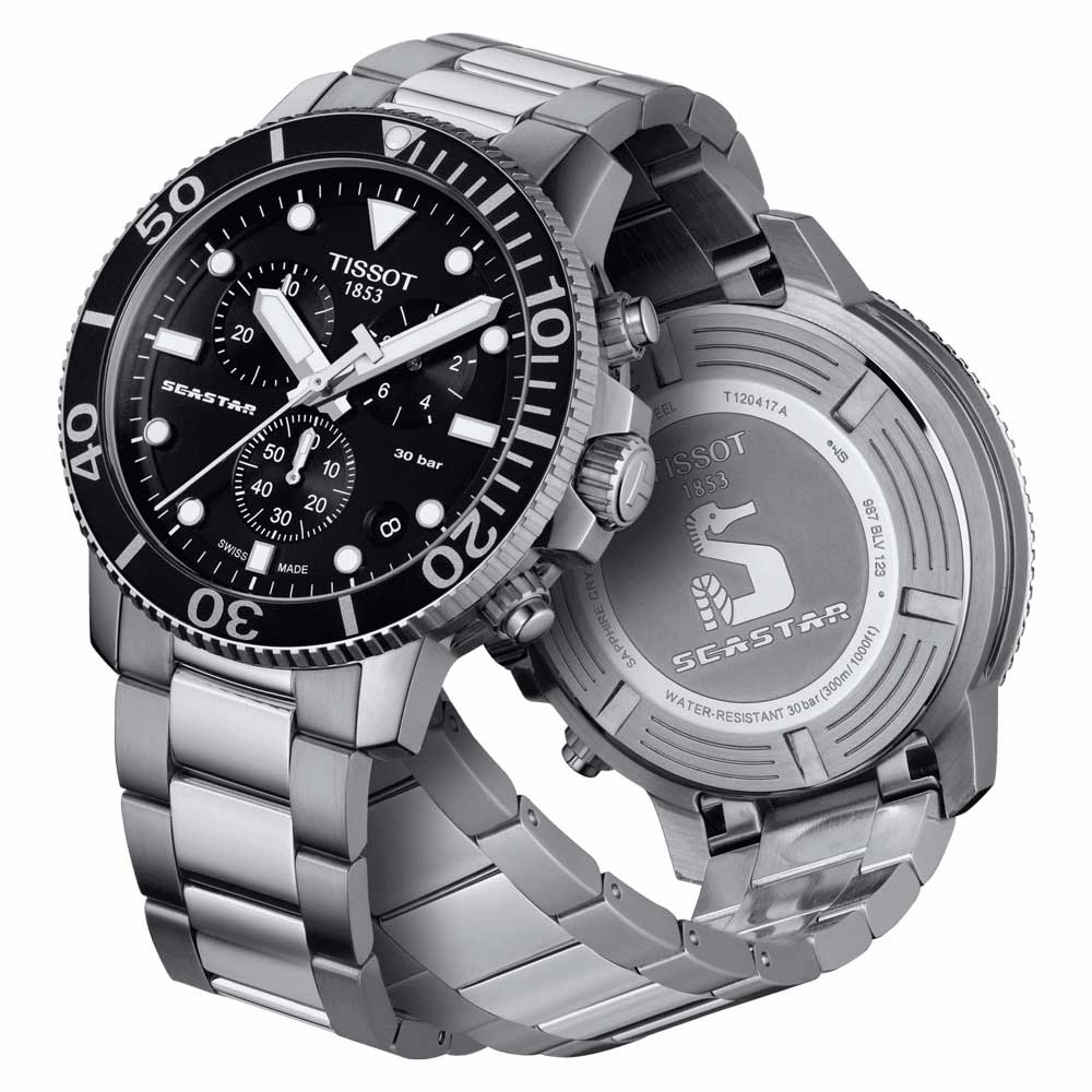 Tissot Seastar 1000 Chronograph 45.5mm Black Dial Quartz Gents Watch T1204171105100