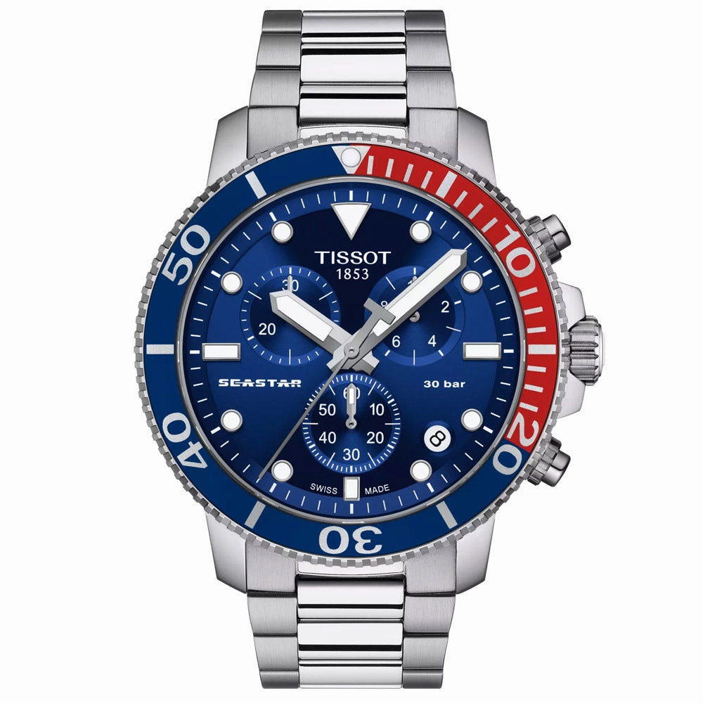 Tissot Seastar 1000 Chronograph 45.5mm Blue Dial Gents Quartz Watch T1204171104103