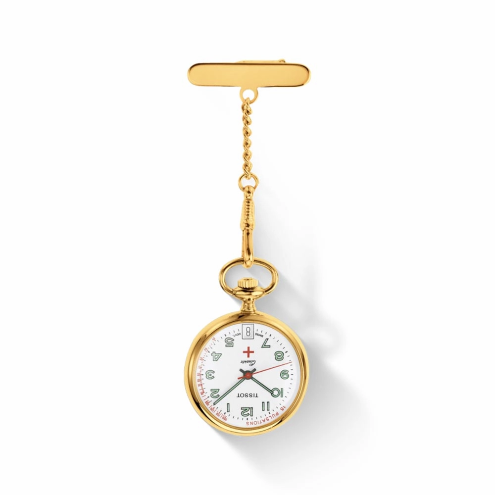 Tissot T-Pocket 30.1mm White Dial Golden Brass Pendant Watch T81722212