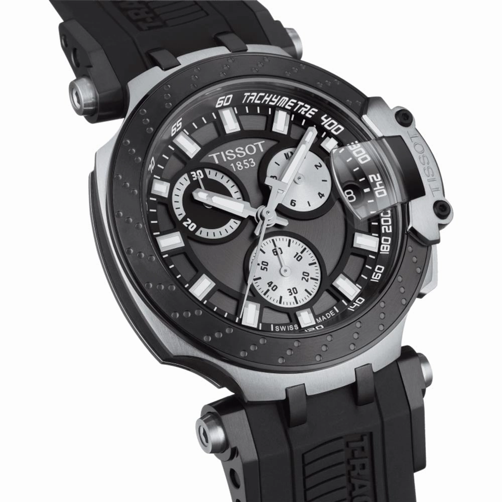 Tissot T-Race Chronograph 43mm Anthracite Dial Black PVD Steel Quartz Gents Watch T1154172706100