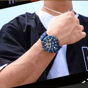 TPU Strap Quartz Movement Six-hand Calendar Outdoor Sports Watch 