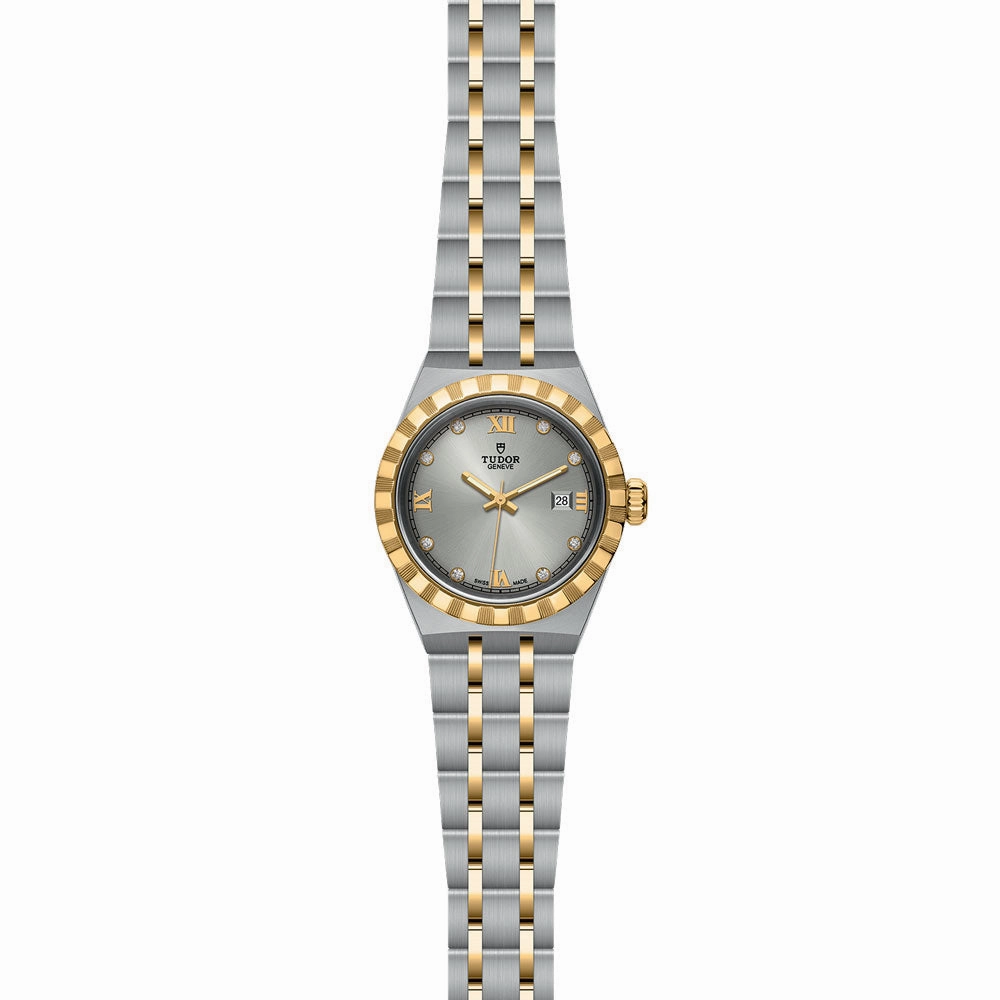 TUDOR Royal 28mm Silver Diamond Set Dial 18ct Gold and Steel Automatic Ladies Watch M28303-0002