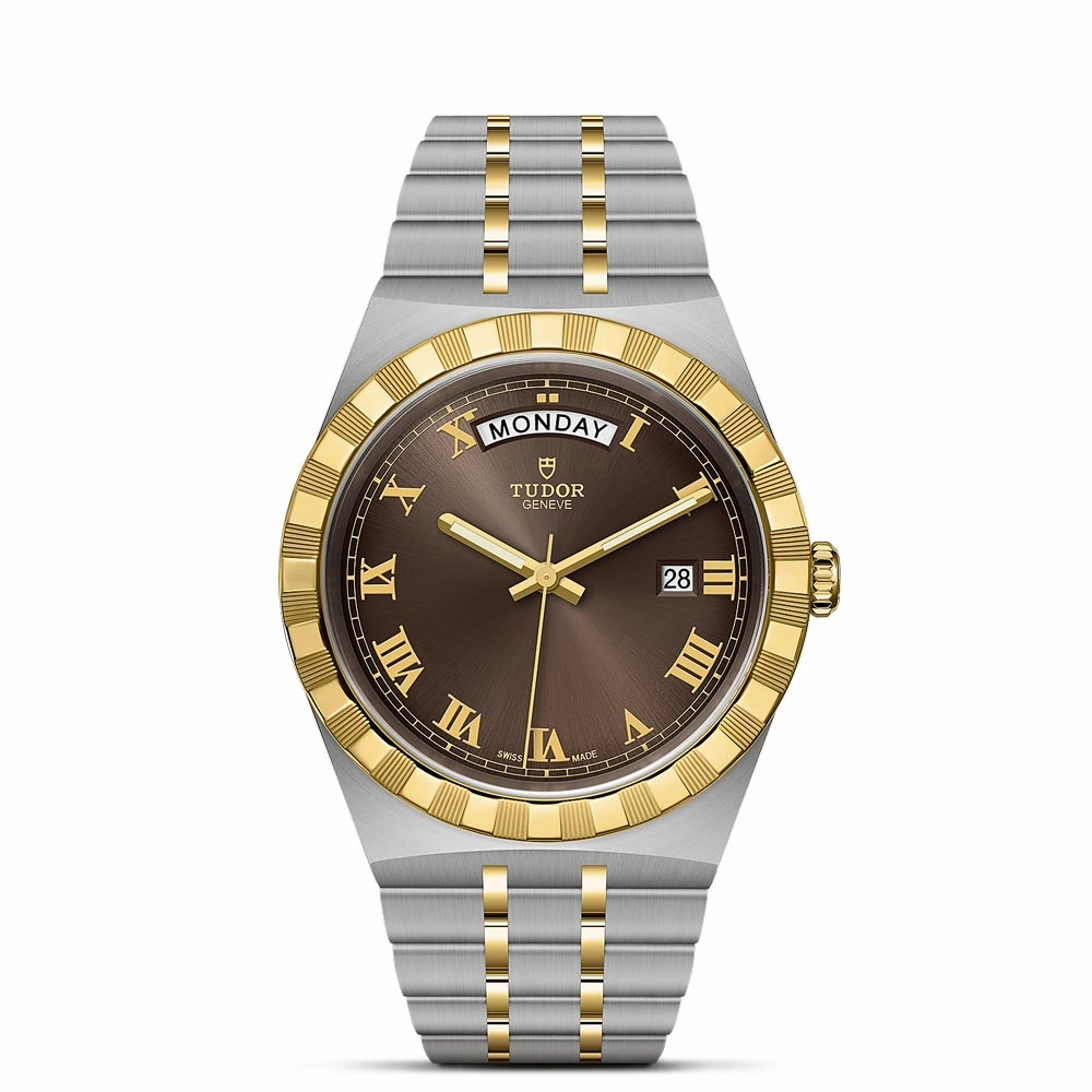 TUDOR Royal 41mm Chocolate Brown Dial Steel & Gold Watch M28603-0007