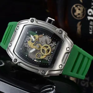 Two Hands Turn Dial Personalized Skeleton Transparent Quartz Watch 