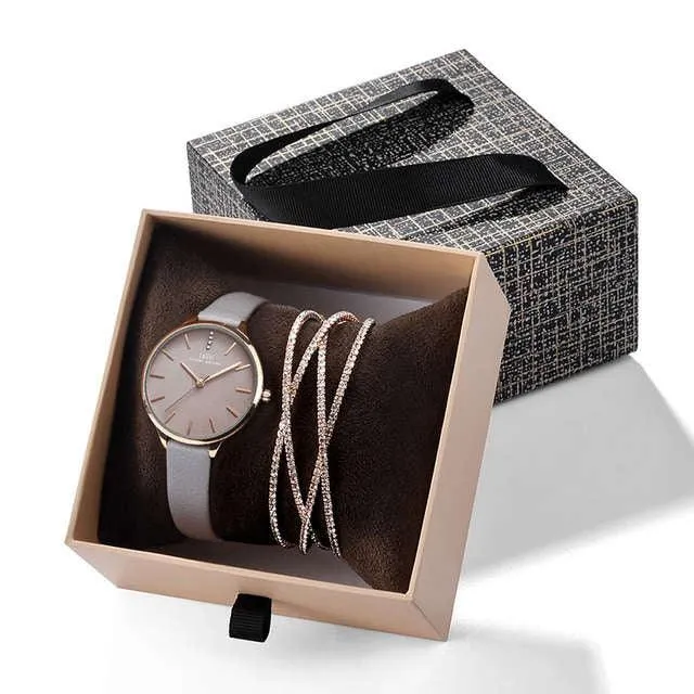 Watch Exquisite Drawer Box Crystal Bracelet Watch Set Source