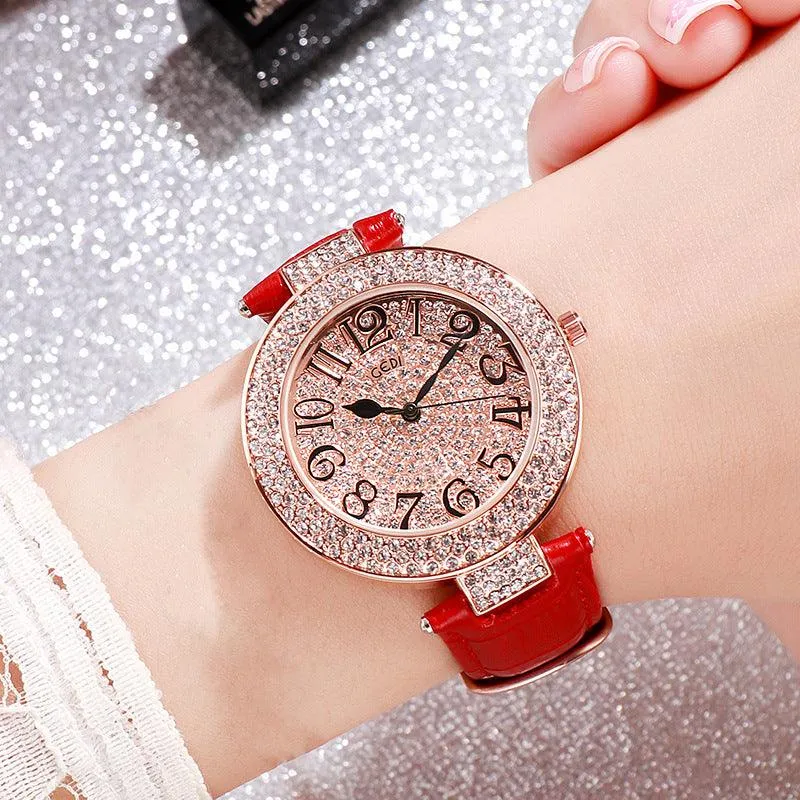 Waterproof Diamond Women's Watch Fashion Student Large Dial 