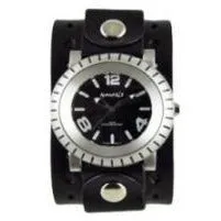Wheelmen Black Watch with Black Leather Wide Cuff 
