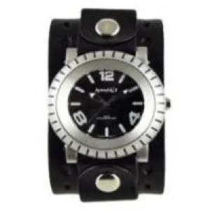 Wheelmen Black Watch with Black Leather Wide Cuff 