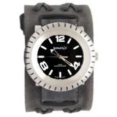 Wheelmen Black Watch with Double X Distressed Black Leather Cuff 