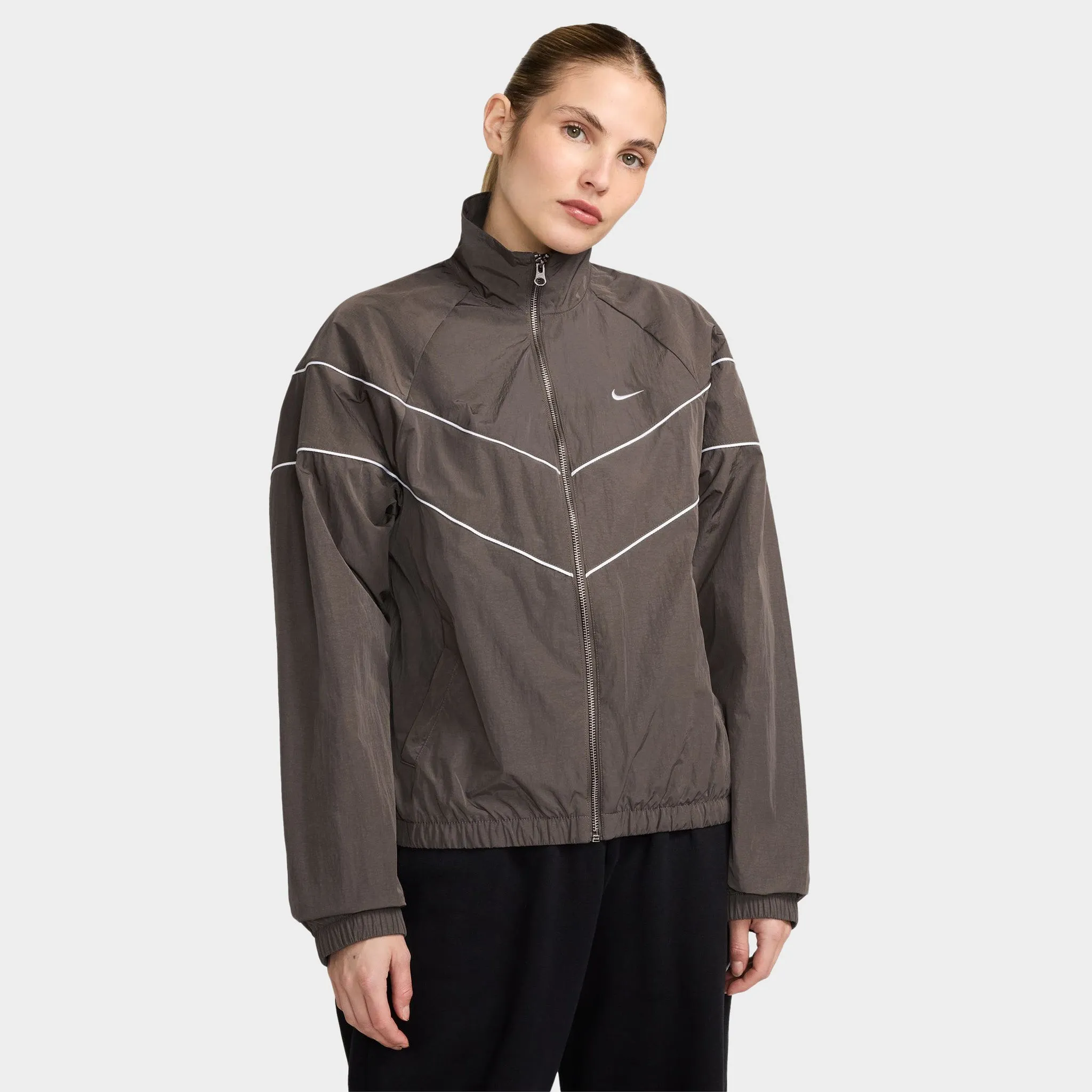 Womens Nike Nike Windrunner Women's Loose UV Woven Full Zip Jacket Ironstone / White