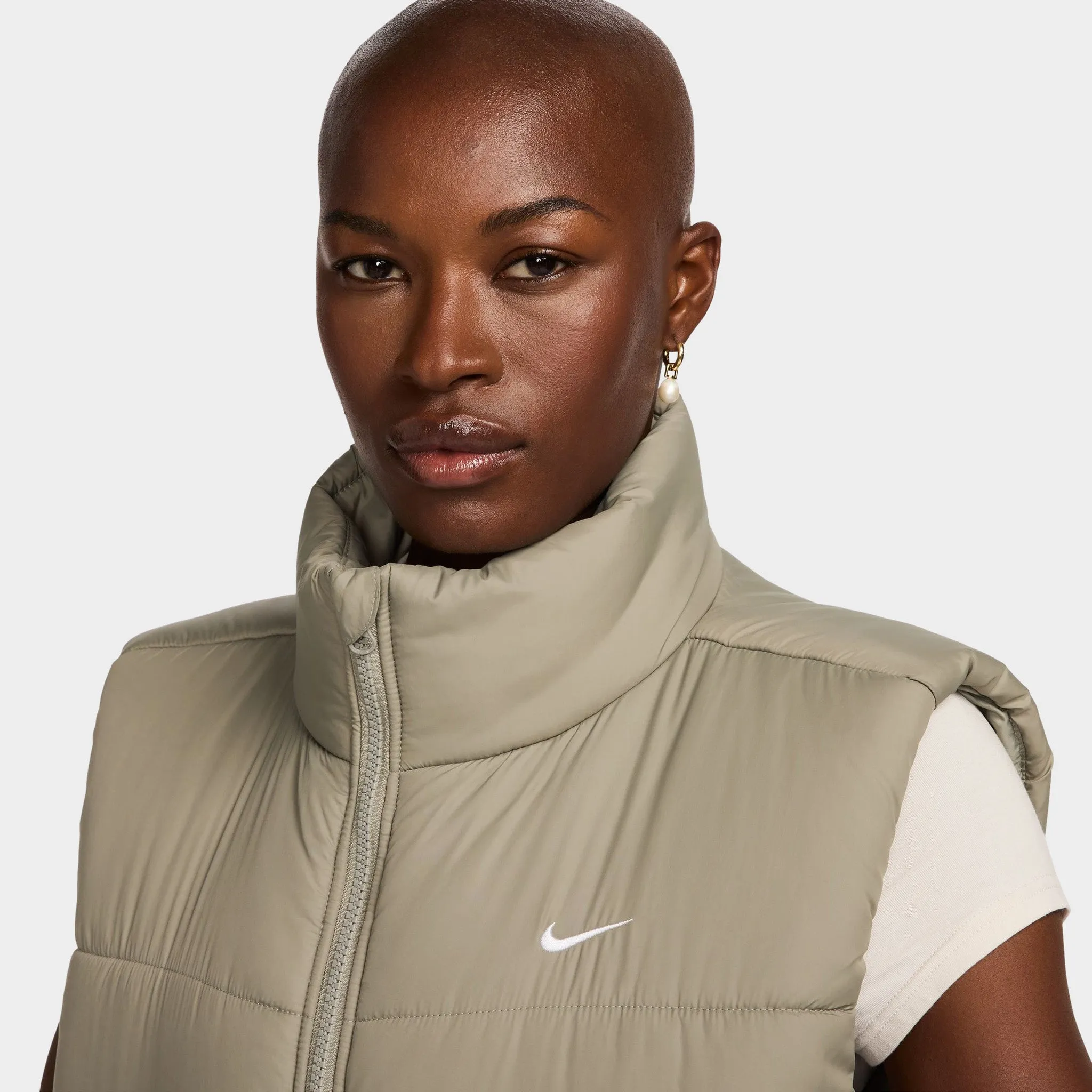 Womens Nike Nike Women's Sportswear Classic Therma-FIT Vest Light Army / White